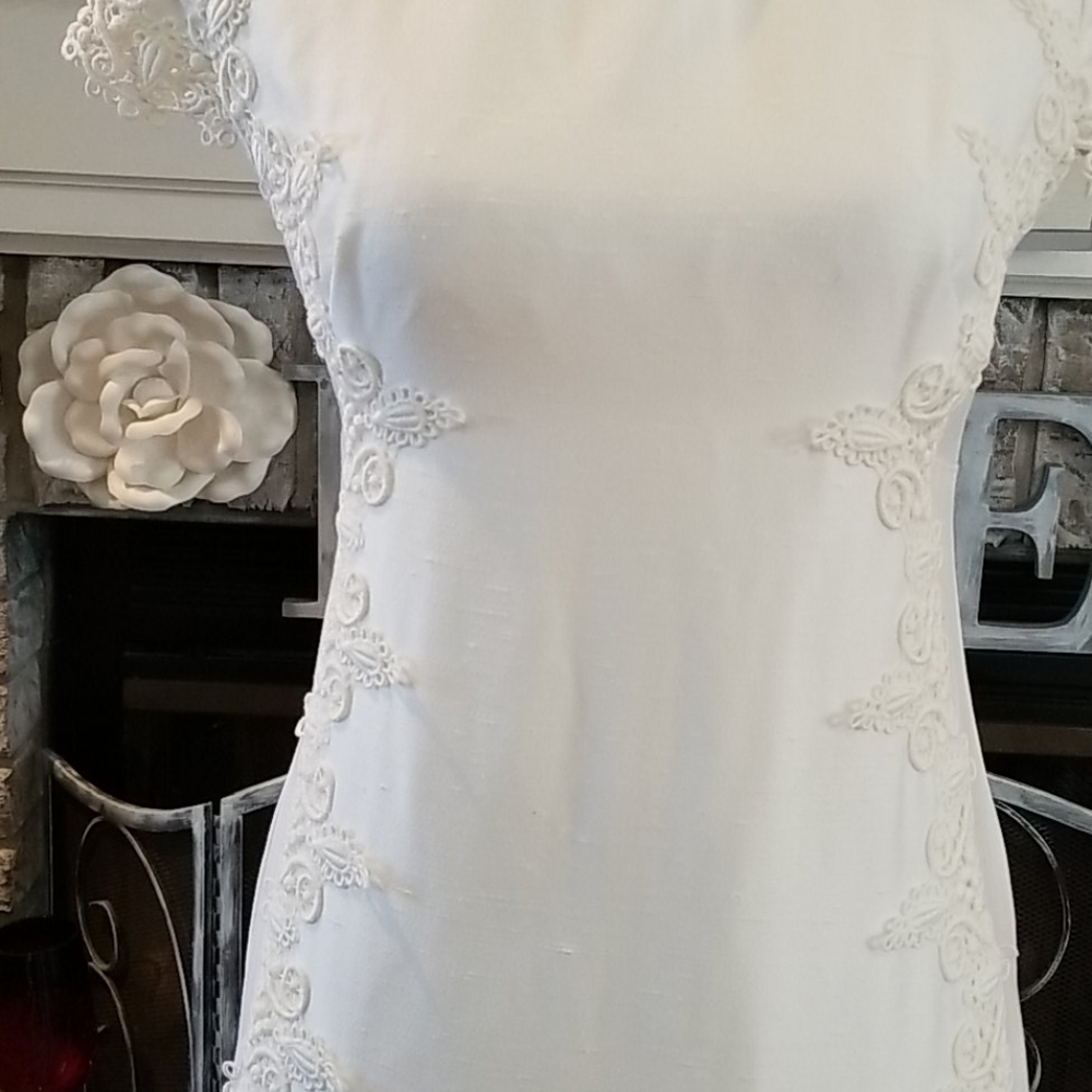 Vintage Shantung Wedding Dress w/ Bustle, size S - Picture 6 of 16